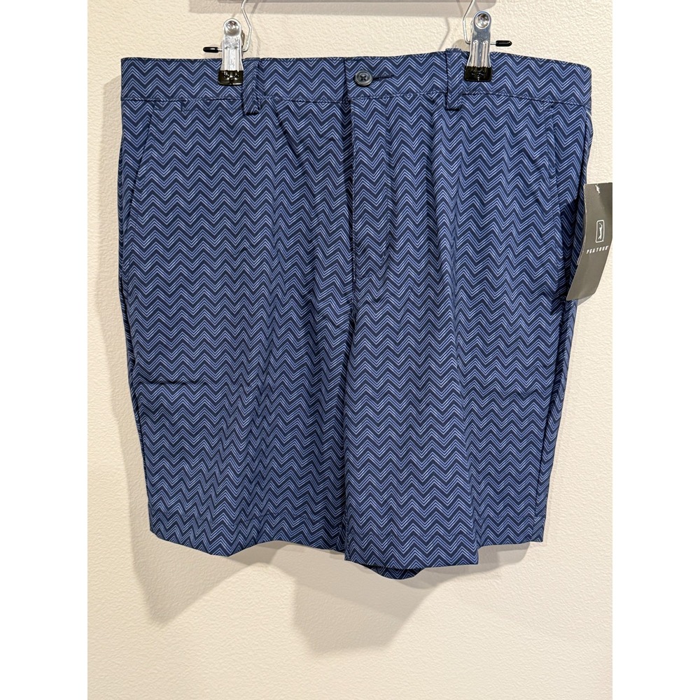PGA Tour Golf Shorts Boys X(18/20) Blue Chevron Pattern Slash‎ Pockets Comfort